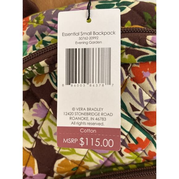 NWT Vera Bradley Essential Small Backpack Evening Garden Print Floral Quilted